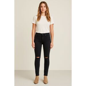 MOTHER Denim Black Looker Ankle Fray Guilty As Sin Jeans Pants Women's Size 28